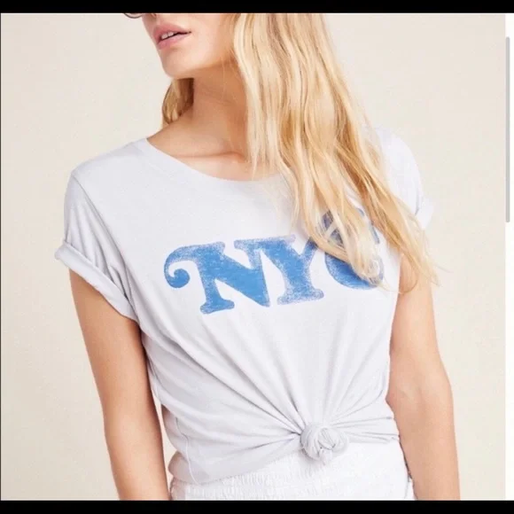 ANTHROPOLOGIE LetLuv Vintage NYC Slouchy Tee Grey Blue S Anthropologie - Picture 3 of 8